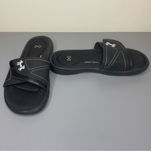 Under Armour Shoes - Under Armour 4D Foam Black Adjustable Slide Sandals Women’s Size 9
